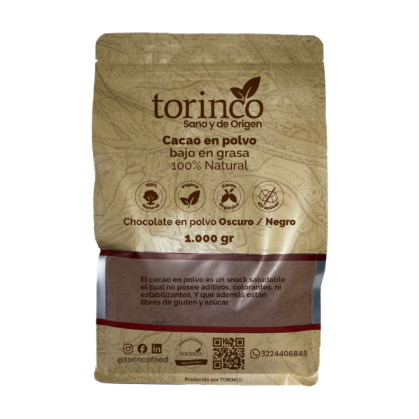 Torinco - Cacao en polvo bajo en grasa 100% Natural
