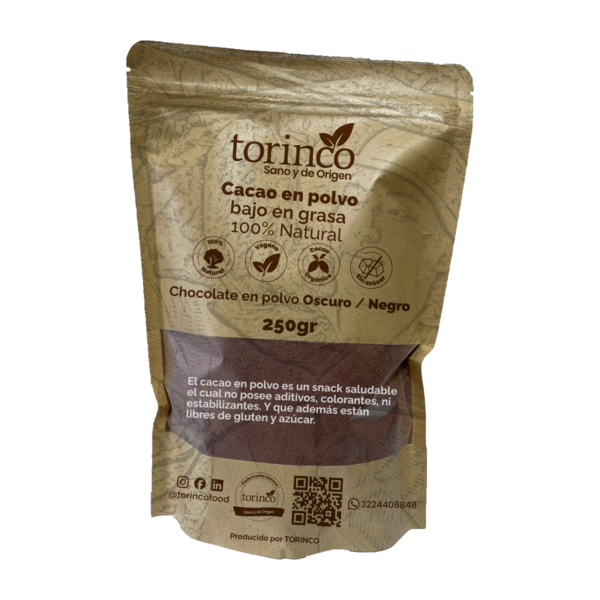 Torinco - Cacao en polvo bajo en grasa 100% Natural